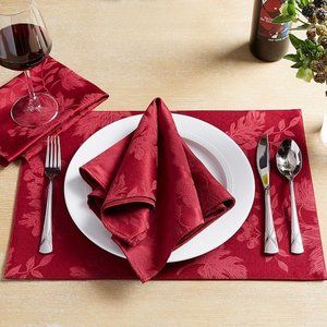 brand new set of 4 Autumn Medley Damask 13"x18" Placemats in WINE color